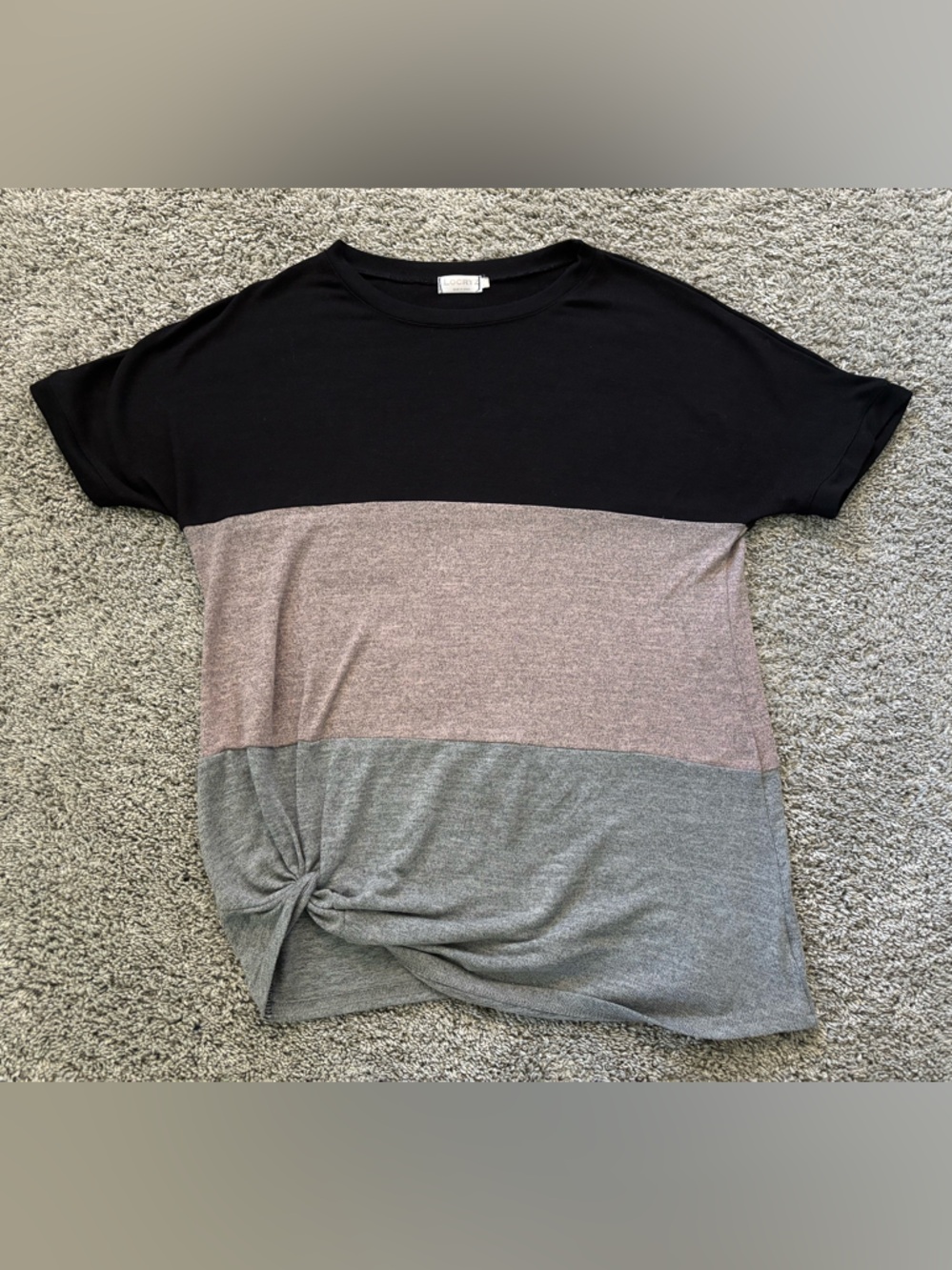 Locryz Women’s Colorblock Knot Front Short Sleeve Shirt Size M